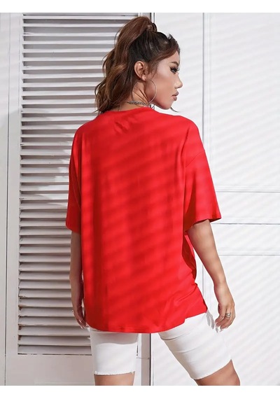 Nyc Baskılı Unisex Oversize Tshirt Kırmızı