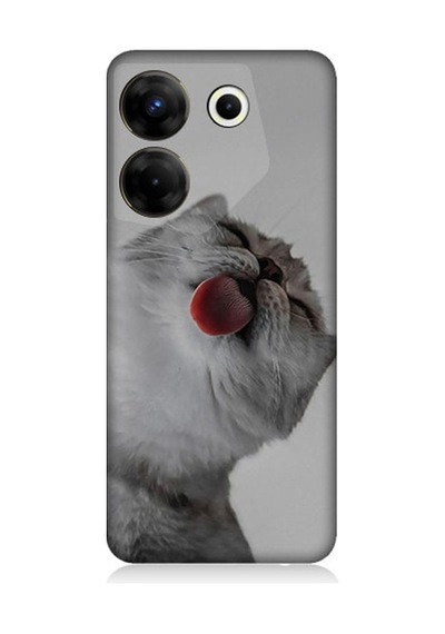 Tecno Camon 20 Pro 4g Uyumlu Dilini Çıkaran Kedi Desenli Silikon Kılıf