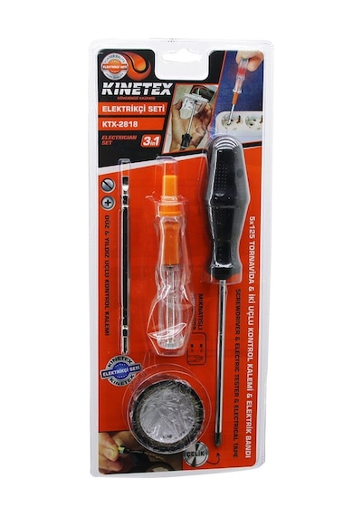Kınetex Ktx-2818 4 Parça Tornavida Ve Çok Amaçlı Set Tornavida, Kontrol Kalemi, 2'li Uç, Elektrik Bandı