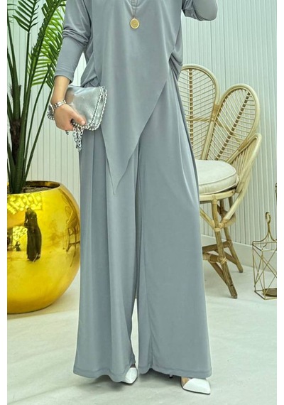 Neşeli Butik Kadın Candy Kumaş Asimetrik Kesim Tunik Pantolon İkili Tesettür Takım Nms072 Gri Neşeli Butik Kadın Candy Kumaş Asimetrik Kesim Tunik Pantolon İkili Tesettür Takım Nms072 Gri