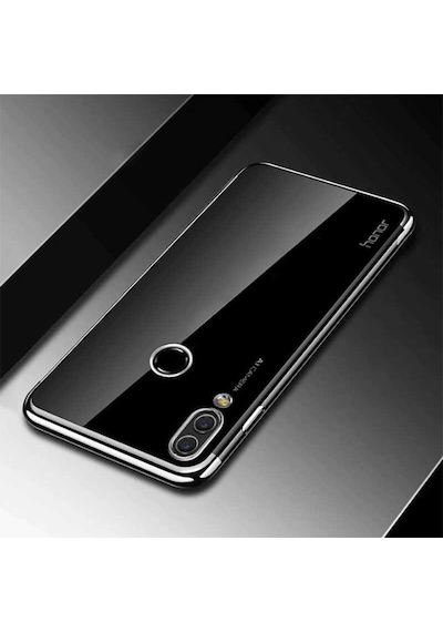 Huawei Y7 Prime 2019 / Huawei Y7 2019 Kılıf Zore Dört Köşeli Lazer Silikon Kılıf Gri