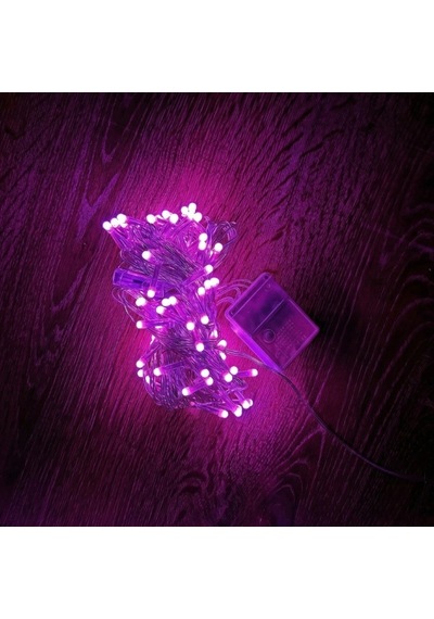 10m 100 Led Damla Uçlu Pembe Işık Şeffaf Kablo Renkli 59255545