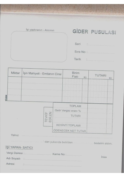 DİLMAN OTOKOPİLİ GİDER PUSULASI 2 NÜSHA 50 YAPRAK