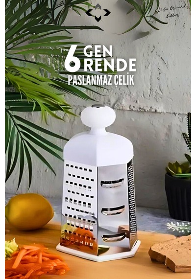 Paslanmaz Çelik 6 Gen Rende Çok Yönlü Patates Sebze Sarımsak Rendesi Fonksiyonlu Topuzlu Rende Çelik Diğer