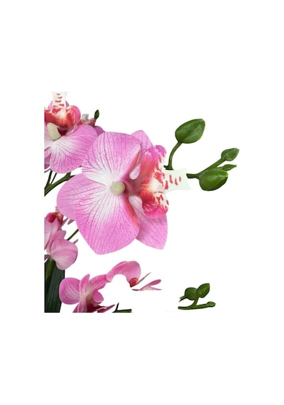 Yapay Çiçek Pembe 9 Dallı Islak Orkide Gümüş Metal Saksıda Saksıda Orkide 60cm Pembe