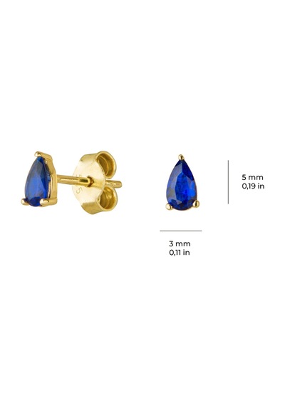 14 Ayar Safir Taşlı Altın Küpe 0,75 Gr-6153