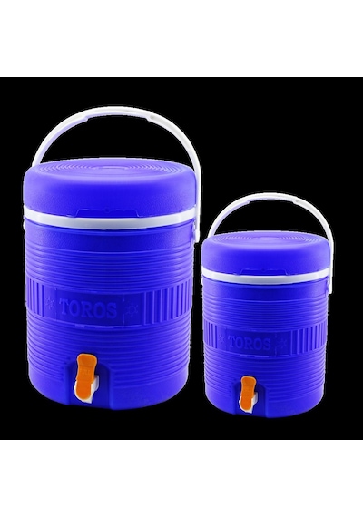 Yuvarlak Plastik Termos Seti 14l+6l Musluklu Altın
