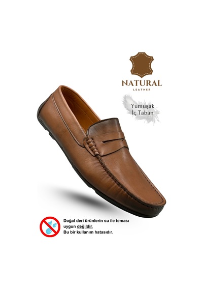 Sermoda Erkek Loafer - Hakiki Deri Rok Loafer Erkek Ayakkabı Taba