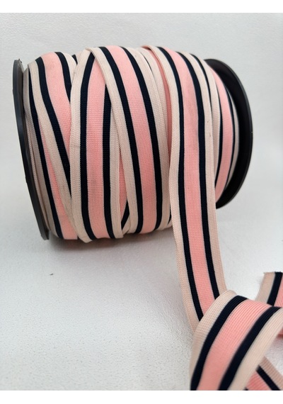 3.5 Cm Raşel Şerit Çizgili Ekru/pembe/laci