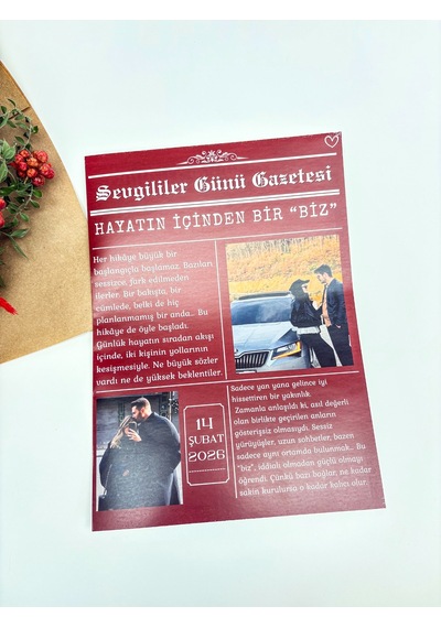 Sevgililer Günü Gazetesi Kendin Tasarla Kişiye Özel 14 Şubat Hediyesi 33x48