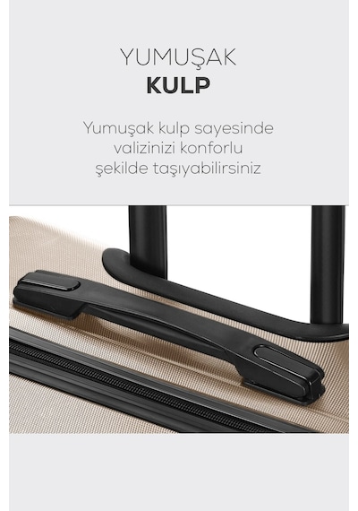 Polo&sky Spring Model Gold Renk 2'li Valiz Seti Kabin + Orta Gold
