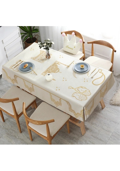 Golden Laurel Ramazan Ayına Özel, Leke Tutmaz, Dertsiz Masa Örtüsü 150x220 - V2 Krem Krem