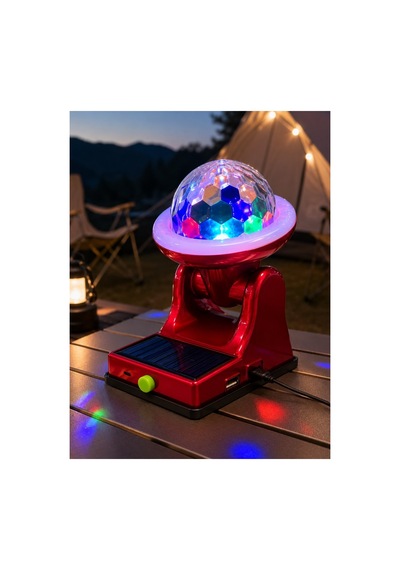 Güneş Enerjili Led Disco Lamba Şarjlı Rgb Parti Ve Dekoratif Aydınlatma Lambası Çok Renkli Çok Renkli
