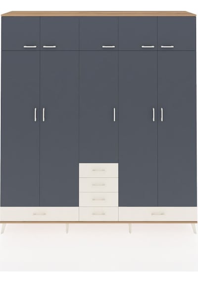 Hyperion Dolap 6 Raflı 6 Çekmeceli 4 Askılı 220x44x243 Çam-antrasit/aytaşı Antrasıt/aytası Hyperion Dolap 6 Raflı 6 Çekmeceli 4 Askılı 220x44x243 Çam-antrasit/aytaşı Antrasıt/aytası