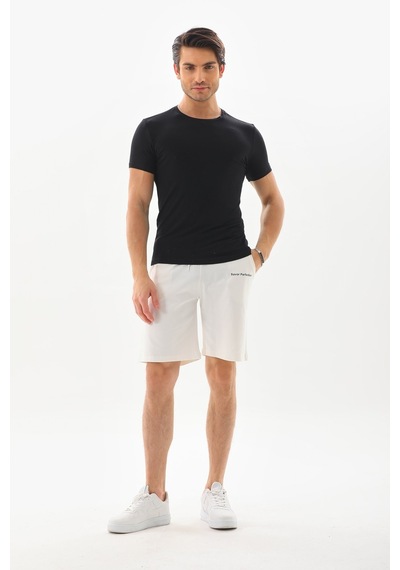Penyebizden Erkek Regular Fit %100 Pamuk Şort-beyaz