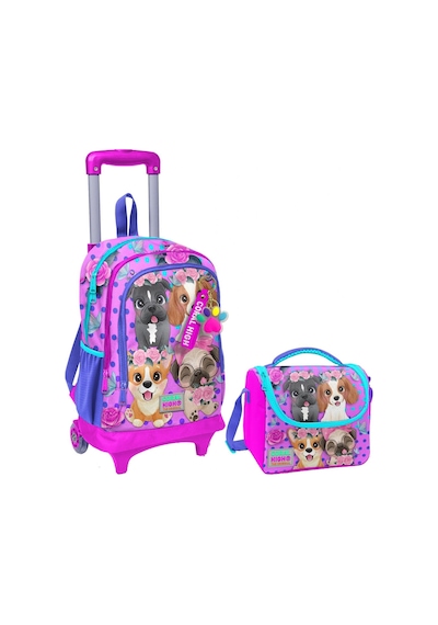 Coral High Pembe Köpek Işıklı Tekerlekli Okul Çantası Ve Beslenme Seti - Kız Çocuk