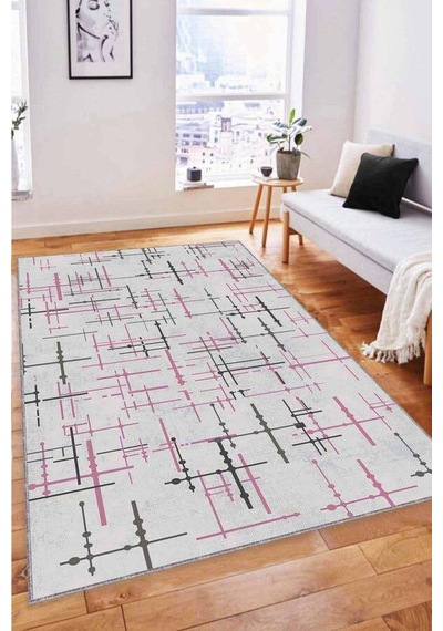 Pembe Vintage Kaymaz Tabanlı Makinede Yıkanabilir Halı Mn09n11