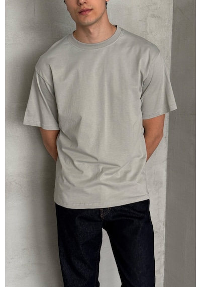 Hyman Erkek %100 Pamuk Oversize Basic T-shirt Gri Hyman Erkek %100 Pamuk Oversize Basic T-shirt Gri