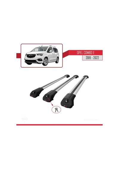 Opel Combo E 2019-2022 Arası İle Uyumlu Ace-1 Ara Atkı Tavan Barı Gri 3 Adet Bar