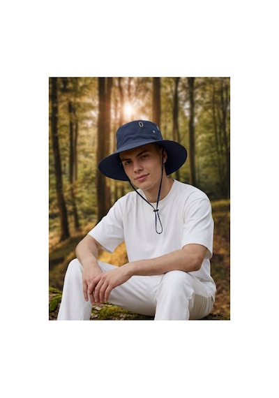 Giyu Shop Unisex Uv Korumalı Geniş Kenarlı Katlanabilir Safari Outdoor Bonnie Yürüyüş Ve Plaj Şapkası Lacivert