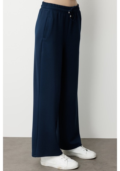 Mizalle Lastikli Yumuşak Dokulu İndigo Mavi Jogger Pantolon Indigo