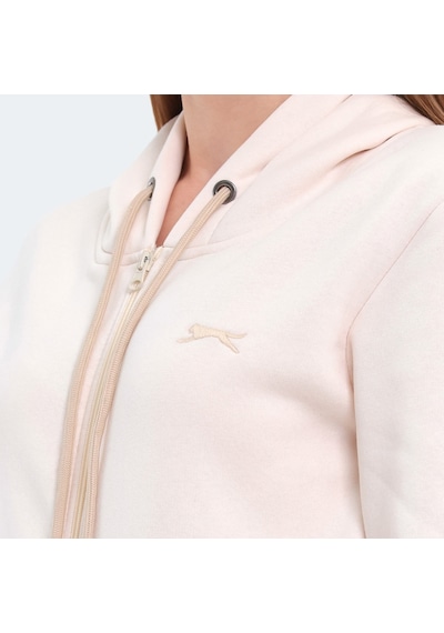 Slazenger KATYA Kadın Fermuarlı Kapüşonlu Cepli Ekru Sweatshirt