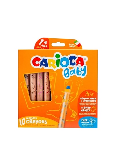 Carioca Jumbo Bebek Ahşap Gövdeli Boya Kalemi 3 In 1 10 Lu 42818 Çok Renkli