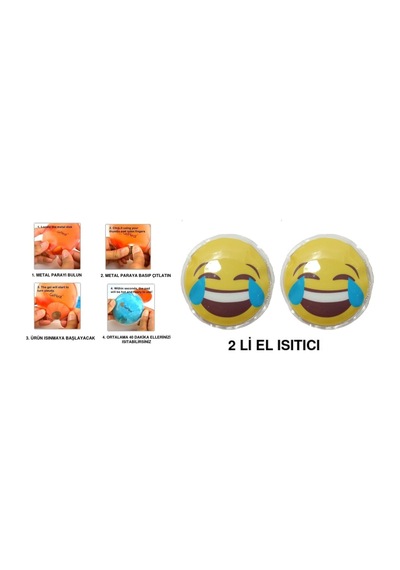 Sia Gülen Emoji Şekilli El Isıtıcı Sıcak Su Torbası Pvc 9 Cm 2 Adet