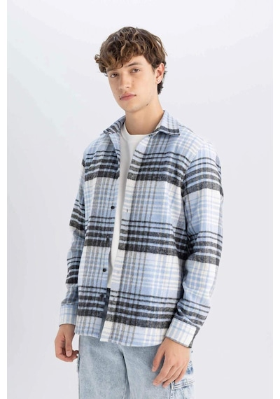 DeFacto Regular Fit Normal Kesim Kareli Oduncu Flanel Uzun Kollu Gömlek S9275AZ24AUBE524 Mavi DeFacto Regular Fit Normal Kesim Kareli Oduncu Flanel Uzun Kollu Gömlek S9275AZ24AUBE524 Mavi