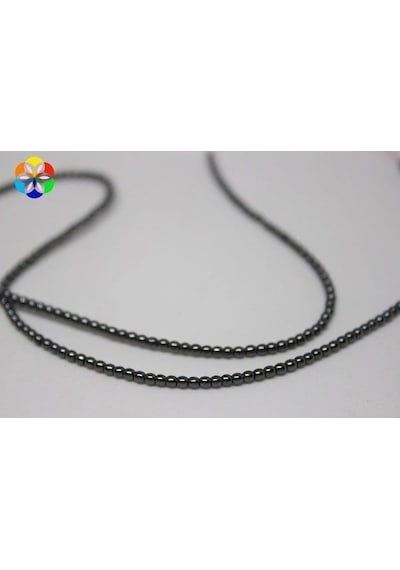 Yasam Tohumu Hematit Taşı Yarım Dizi 2 MM Küçük Delikli 17 CM Gümüş