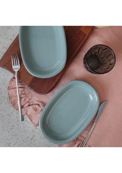 Keramika Yeşil Hitit Kayık Tabak 22 Cm 2 Adet 326