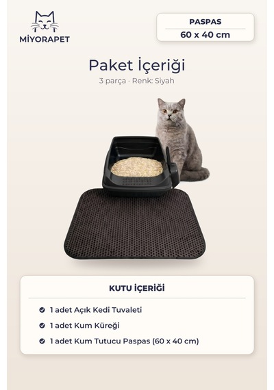 Açık Kedi Tuvaleti Paspas Kürek-siyah