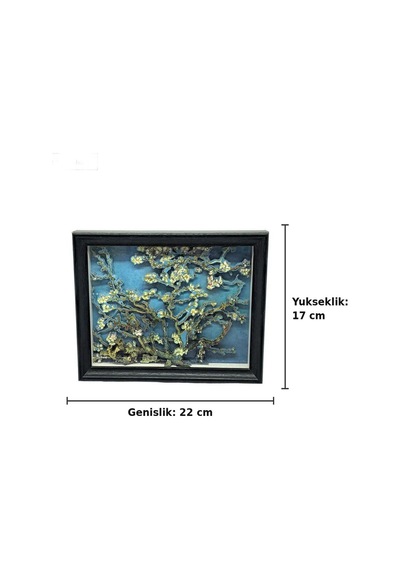 3d Katmanlı Badem Çiçekleri Sanat Tablosu Van Gogh Temalı Çerçeveli Hediyelik Dekoratif Masa Ve Duvar Panosu