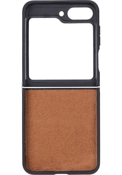 Samsung Galaxy Z Flip5 Uyumlu Deri Arka Kapak Antik Kahve