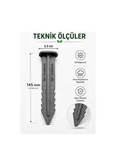 Çim Ayırıcı Ve Jüt Bezi Kazığı 100 Adet Çim Sınırlayıcı Zemin Sabitleme Çivisi Siyah