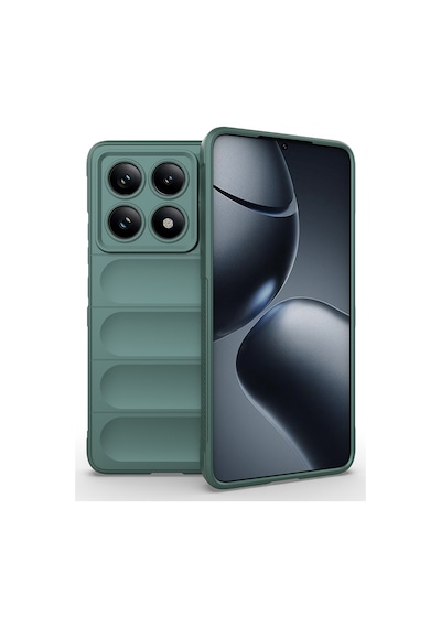 Xiaomi 14t Pro Kılıf Esnek Tpu Oyuklu Arka Yüzey Tasarımlı Zore Etnik Silikon Kapak Koyu Yeşil