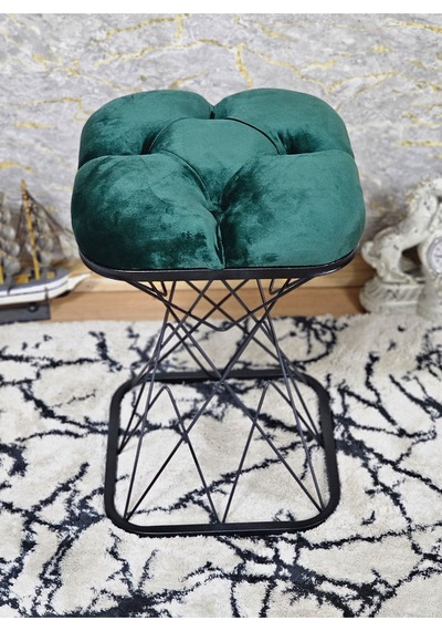 Kare Siyah Boyalı Mavi Puf & Bench Puf Oturak - Bench - Ayak Ucu 001