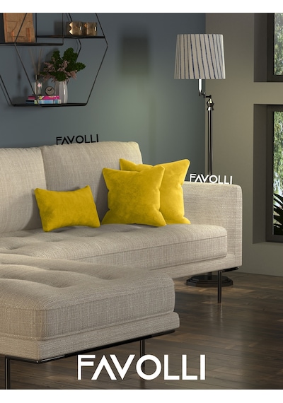 Br Favolli Kadife Dokulu Hint Sarısı Kırlent Kılıfı Dream Serisi Punch Için Uygun Gizli Fermuar Hint Sarısı