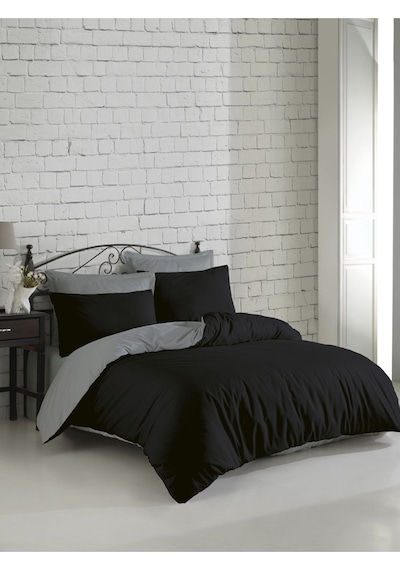 Bedline Ranforce Colormix Nevresim Takımı Çift Kişilik Siyah/gri Siyah - Gri
