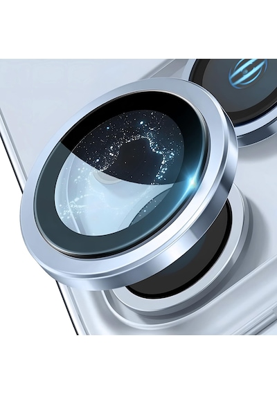 İphone 15-15 Plus İle Uyumlu Safir Kamera Lens Koruyucu Kolay Kurulum Kitli Çizilmez Safir Cam Ve Titanyum Alaşım Çerçeve Mavi, Safir Cam