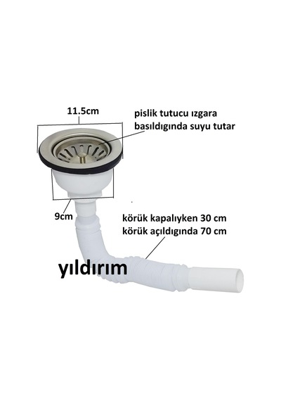 Çöpmak Körüklü Sifon Evye Sifon Büyük Kafa 1.kal