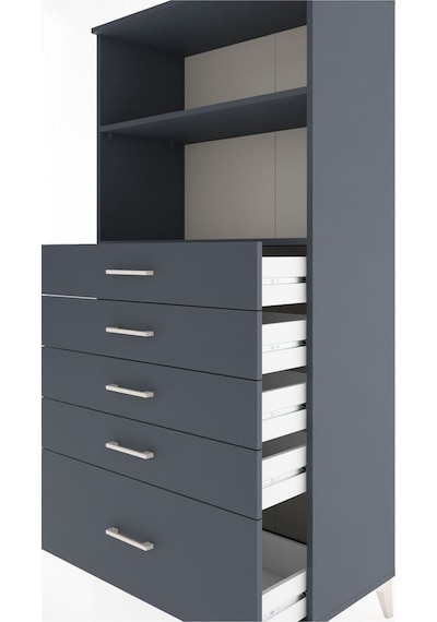 Hyperion Dolap 2 Raflı 5 Çekmeceli 88x44x182 Antrasit-antrasit Antrasit