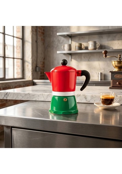 Retro Renkli Moka Pot 6 Fincan Kahve Demleyici