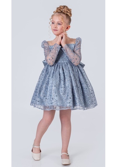 Mnk Baby & Kids Ruche Lipa Kız Çocuk Abiye M00783 Mavi