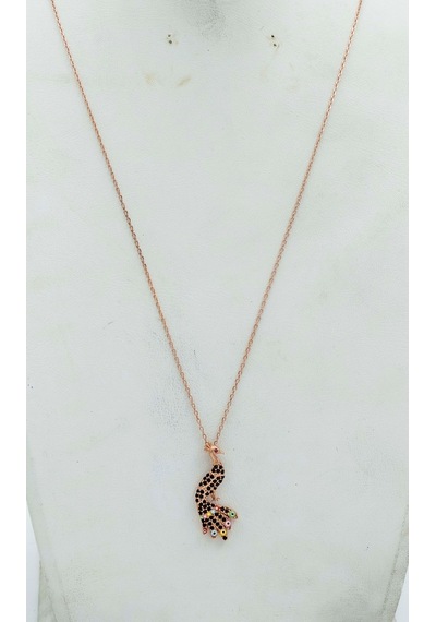 925 Ayar Bronz Renk Özgün Tasarım Gümüş Kolye(Tavus Kuşu Model)