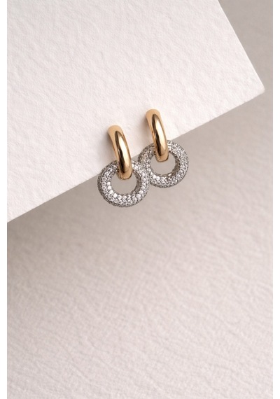 Çelik Rose Gold Mers Model Stone Hoop Küpe -kararma Yapmaz- Altın