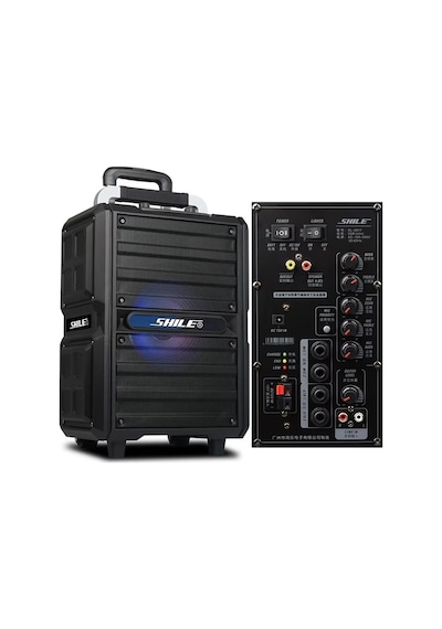 Shile Sl-2017 50 Watt Taşınabilir Seyyar Aktif Amfi Hoparlör Kablosuz El + Yaka Mikrofonlu Usb+sd+bt Kumandalı