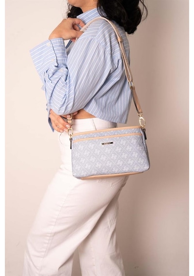 Silver Polo Sp1184 Kadın Çapraz Çanta Monogram Mavi-ten