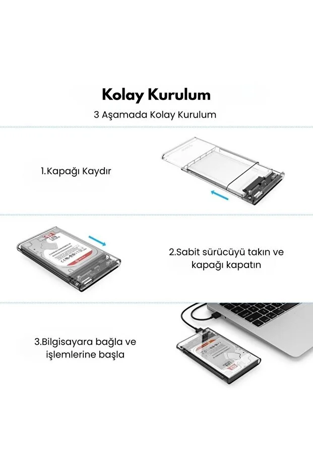 Yeni 2026 2.5 Hdd/ssd Usb 3.0 To Sata Dönüştürücü Harici Şeffaf Taşınabilir Kolay Kurulum Yüksek Hızlı