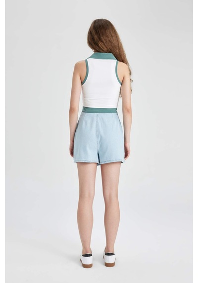 Defacto Yüksek Bel Mini Jean Şort Etek B8292AX24SMNM85 İndigo